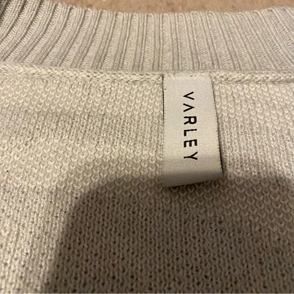 Anthropologie Varley Calvert Striped Oversized V-Neck Sweater Gray Zebra Size M - Picture 7 of 11